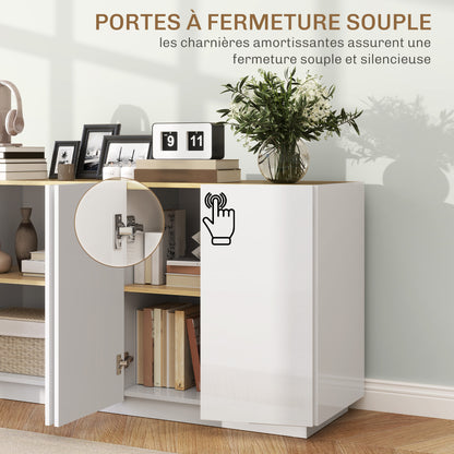 Buffetkastje – Opbergkast – Dressoir – Kast – Wandkast – Witte Lakafwerking – 4 Soft-Close Deuren – Verstelbare Planken – 140 x 40 x 75 cm