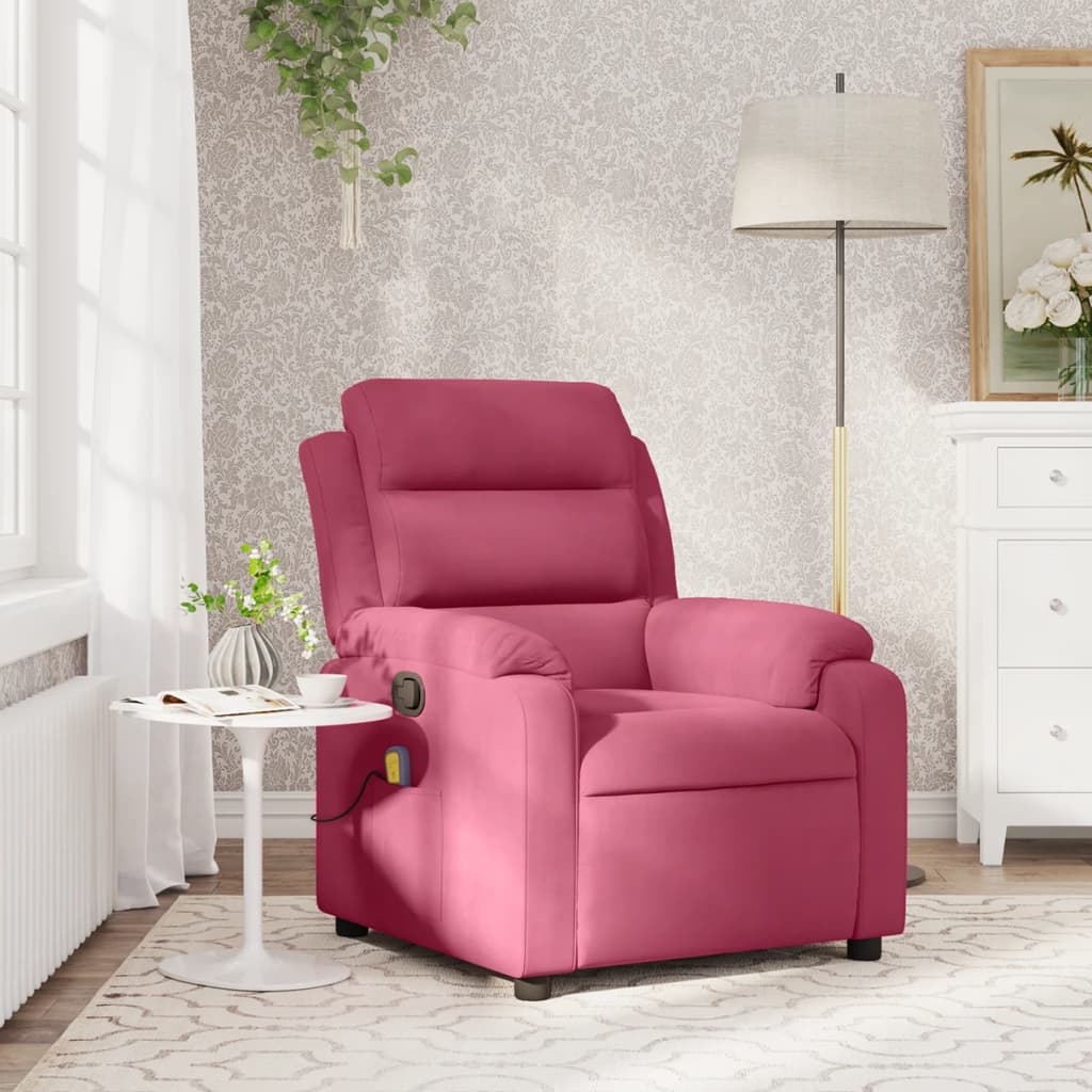 Relaxstoel – Fauteuil – Lounge Stoel – Zitstoel – Manueel Verstelbaar – Wine Red – Fluweelachtige Bekleding – Maximaal 135 Graden Kantelbaar