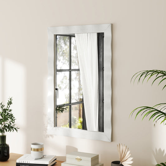 Wandspiegel – Muurspiegel – Grote Spiegel – Rechthoekige Spiegel – Decoratieve Spiegel – Rubberhouten Frame – 106 x 71,5 cm – Natuurlijk Design