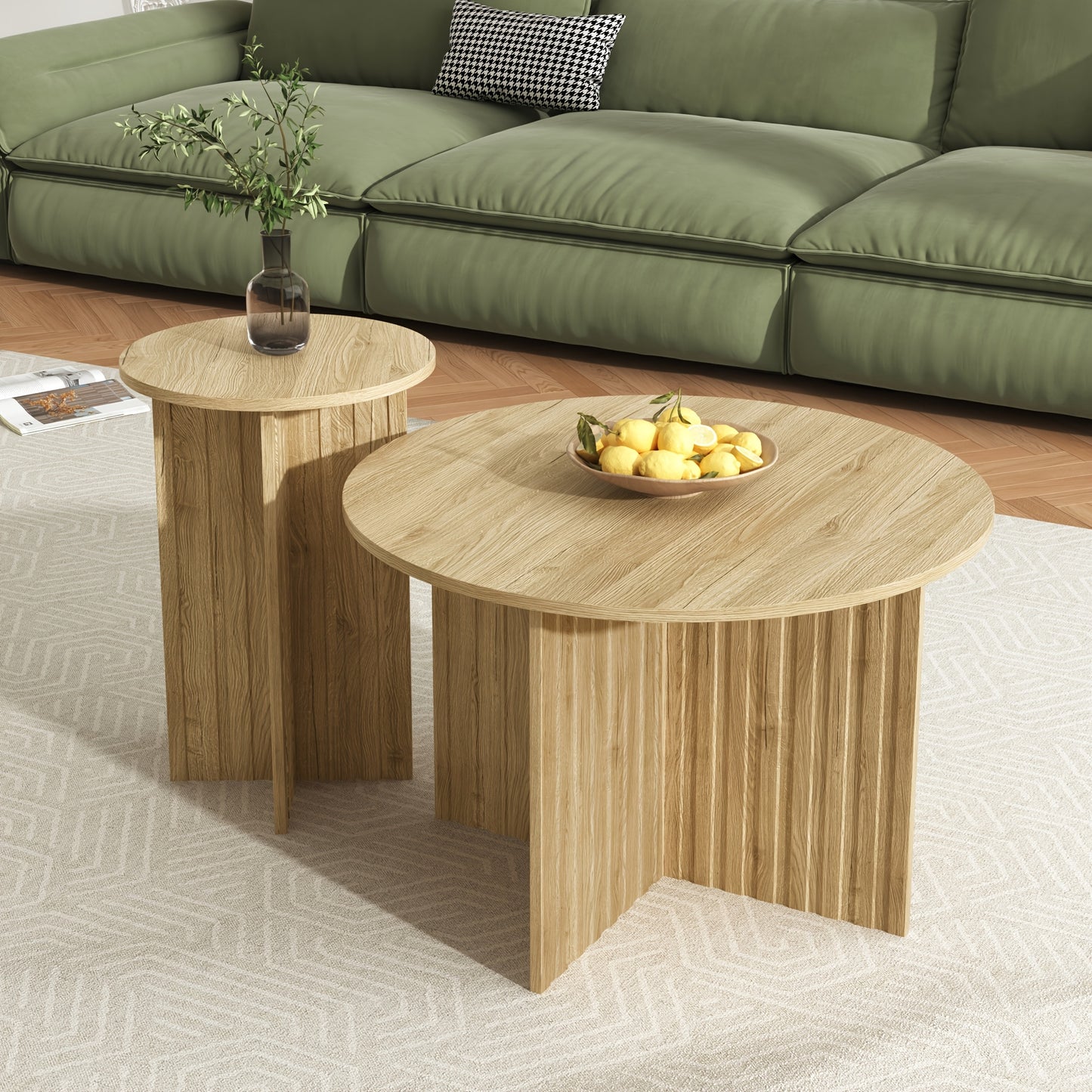 Salontafel Set – Koffietafel – Bijzettafel – Nesting Tafels – Scandinavische Tafels – Bamboe Materiaal – Ruimtebesparend Design