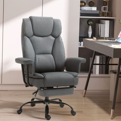 Bureaustoel – Office Chair – Kantoorstoel – Draaistoel – Verstelbare Stoel – Ergonomisch – 150° Kantelbare Rugleuning – Inklapbaar – Grijs – Roestvrijstalen Frame – Max 135 kg
