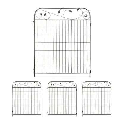 Tuinomheining – Tuinafscheiding – Tuinhek – Sieraad Voor Tuin – 4-Delige Set – Zwart Gecoat IJzer – 375 cm Lang