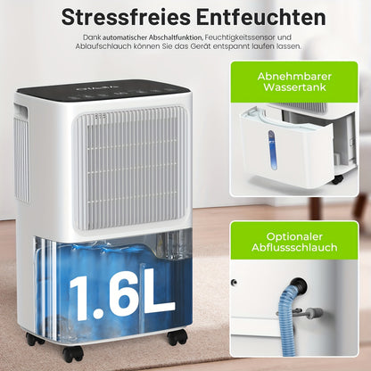 Ontvochtiger – Luchtontvochtiger – Vochtvreter – Vochtverwijderaar – Kledingdroger – 16 Liter Capaciteit – Digitale Vochtigheidsmeter met Timer