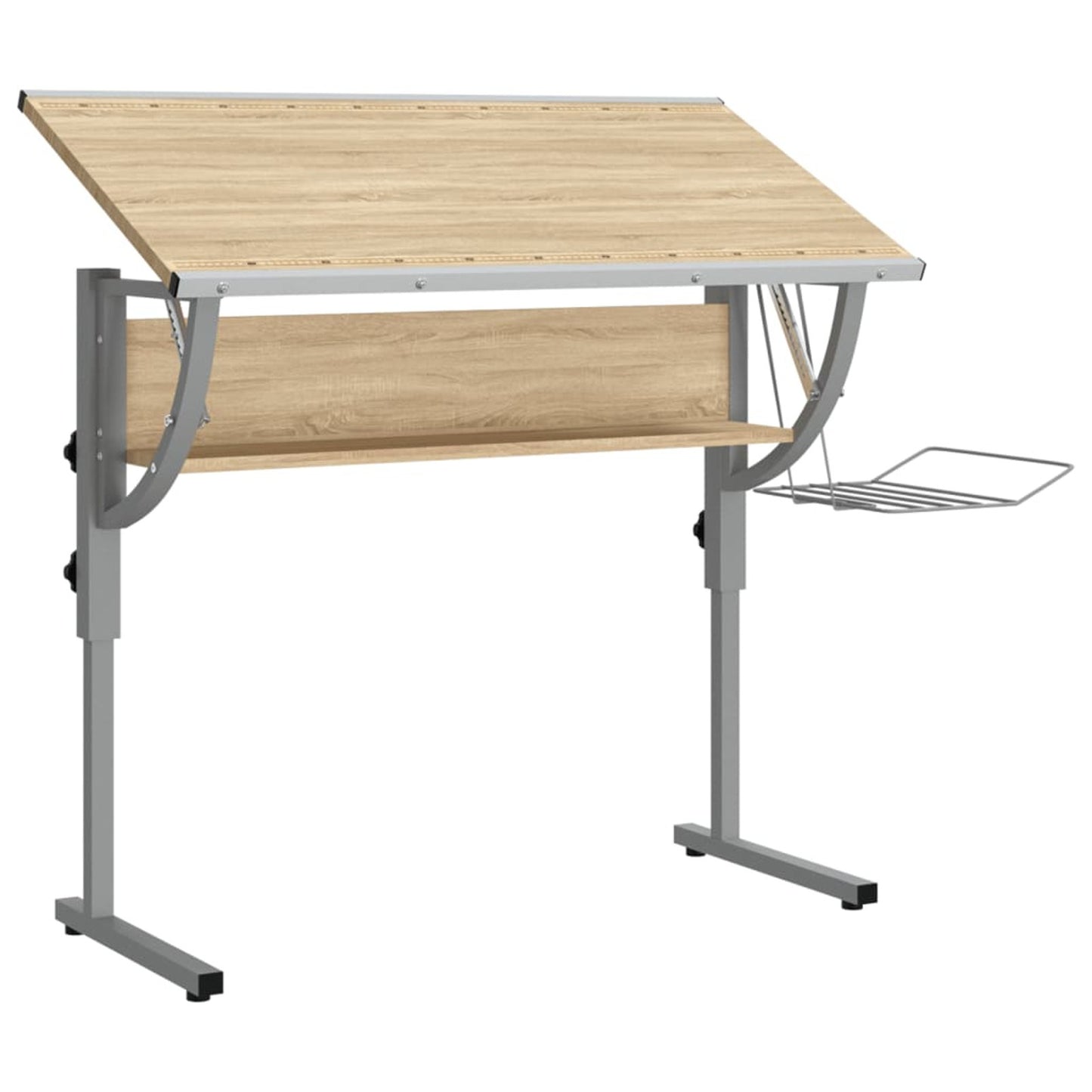 Verstelbaar Bureau – Werktafel – Schrijftafel – Studieplek – Creatief Bureau – Sonoma Eiken – Verstelbare Hoogte 58-87 cm – Robuust Stalen Frame