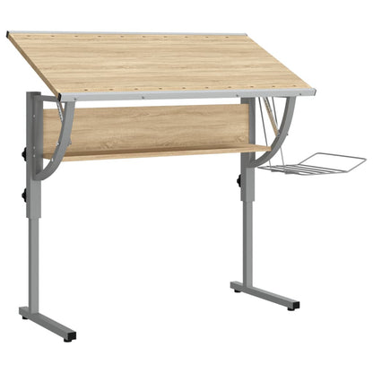 Verstelbaar Bureau – Werktafel – Schrijftafel – Studieplek – Creatief Bureau – Sonoma Eiken – Verstelbare Hoogte 58-87 cm – Robuust Stalen Frame
