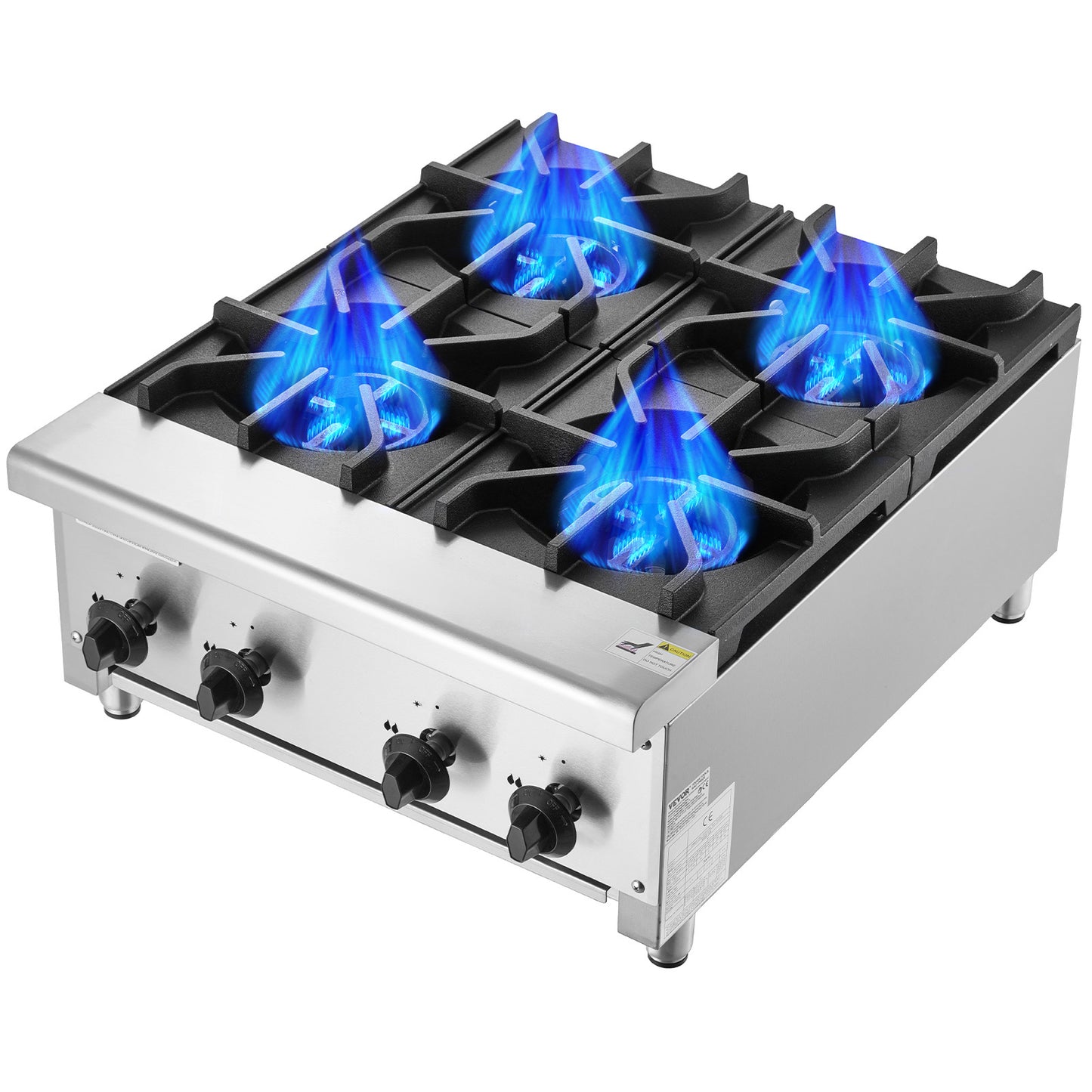 Gasstel – Gasfornuis – Gaskookplaat – Kooktoestel – Gasfornuis 4-pits – Roestvrij Staal – 28 kW Vermogen