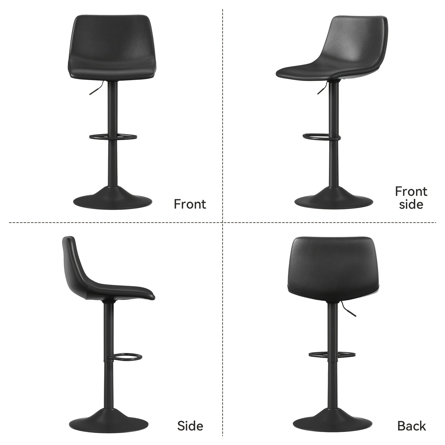 Barkrukken – Barstoelen – Keukenstoelen – Barkruk Set – Draaibare Krukken – Verstelbare Hoogte – Nepleer Grijs – Met Metalen Frame En Chroom Voetsteun