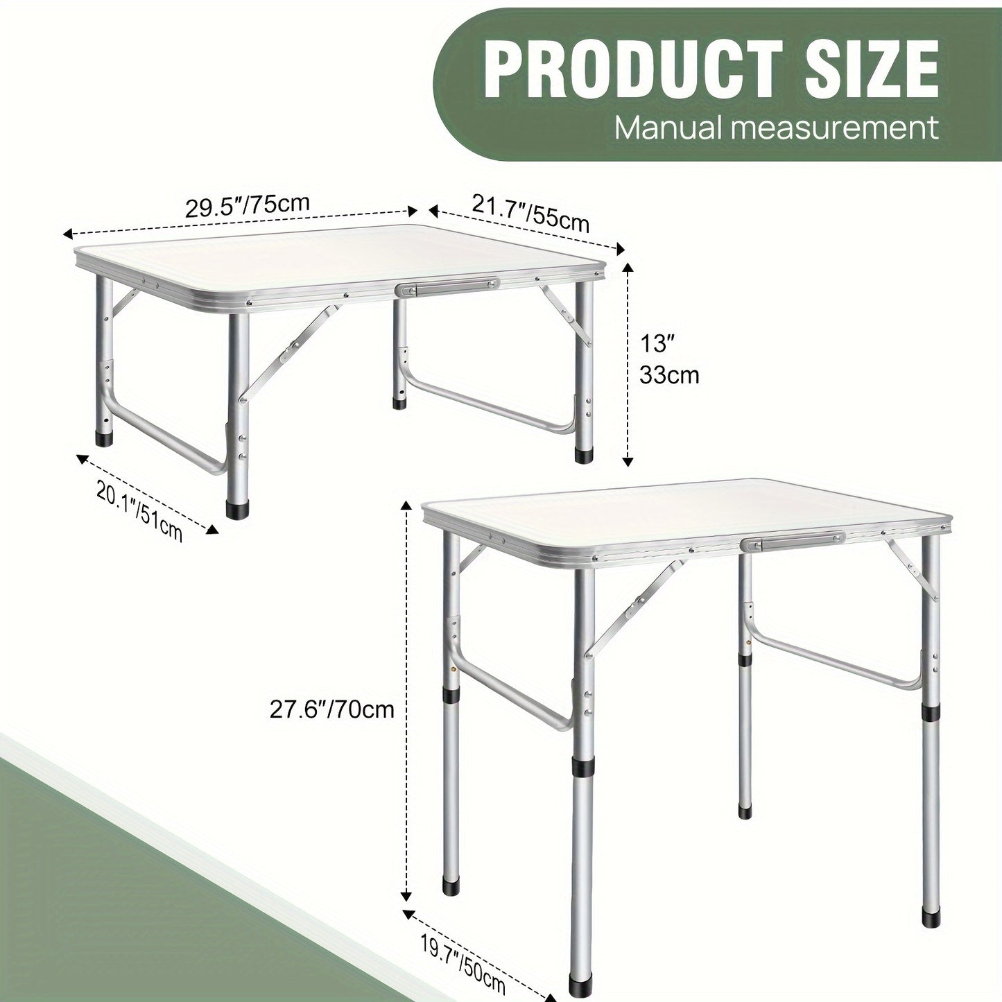 Verstelbare Vouwbare Camping - Picknicktafel – Lichtgewicht Aluminium Frame met Houten Blad – Ruimtebesparend Werk- of Eettafel voor Balkon, Tuin of Kleine Keuken