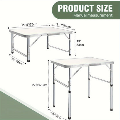 Verstelbare Vouwbare Camping - Picknicktafel – Lichtgewicht Aluminium Frame met Houten Blad – Ruimtebesparend Werk- of Eettafel voor Balkon, Tuin of Kleine Keuken