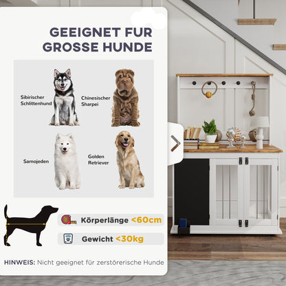 Hondenbench – Hondenkooi – Hondenhok – Hondenbench Met Opbergruimte – Grote Honden – Wit – Ruim En Stevig Ontwerp – Inclusief Krijtbord En Haken