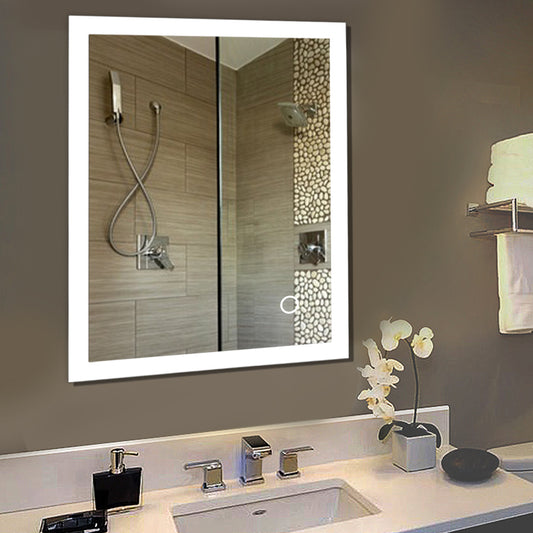 Badkamerspiegel – Wandspiegel – Makeup Spiegel – Slaapkamerspiegel – Aluminium Spiegel – Wit – 90x70 cm – Stevig Aluminium Frame – Eenvoudige Wandmontage