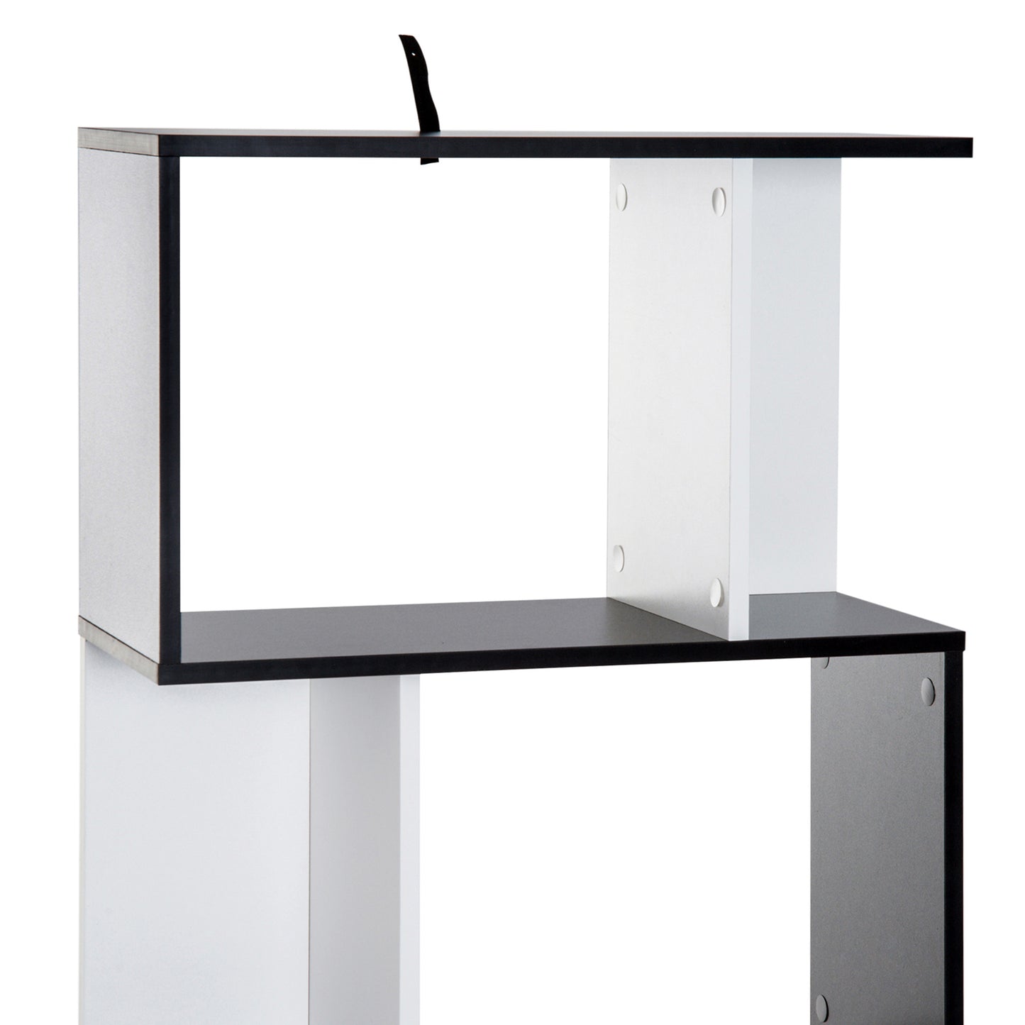 Boekenplank – Boekenrek – Wandplank – Wandkast – Opbergkast – S-vormig Design – 4 Planken – Zwart-Wit – Anti-Kantelapparaat – 60x24x148 cm