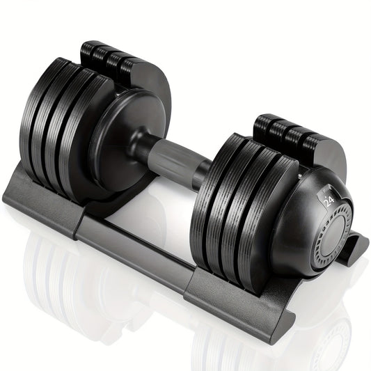 Halters – Verstelbare Dumbbells – Halterset – Fitnessgewichten – Krachttraining – 24 Kg – Antislip Handvat – Stabiele Versterkte Basis