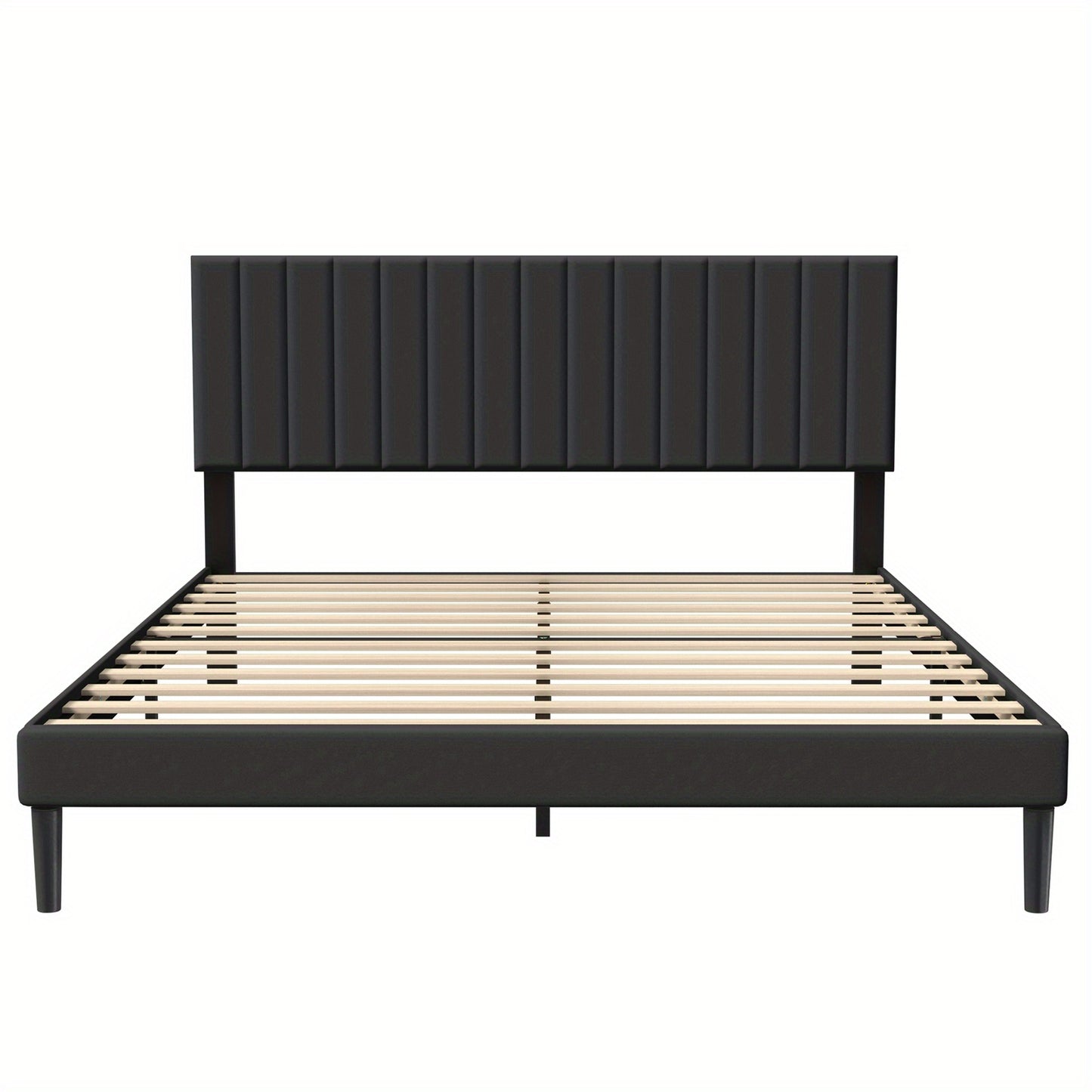 Zwarte Gestoffeerde Bedden – Fluwelen Bedframe – Boxspring – Slaapbank – Platformbed – 160x200 cm – Verstelbaar Hoofdbord – Stevig Metalen Frame