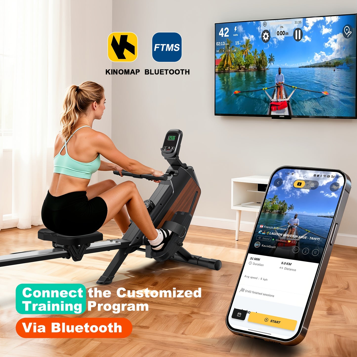 Roeitrainer – Roeimachine – Fitnessapparaat – Hometrainer – Inklapbare Roeimachine – 16 Instelbare Weerstanden – Draagvermogen 160 Kg – Stil Magnetisch Weerstandssysteem
