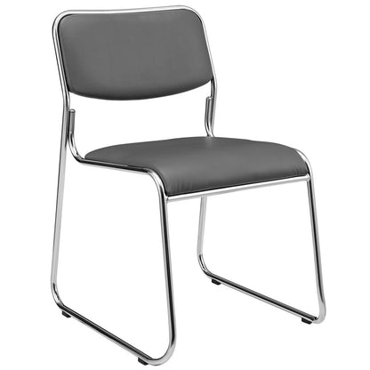 Vergaderstoel – Kantoorstoel – Conferentiestoel – Stapelbare Stoel – Bureaustoel – Ergonomisch Comfort – Kunstleer Zitting met Metalen Frame – Set van 4