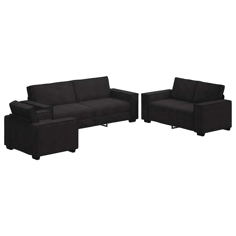 Zwarte Sofa – Bankstel – Loungebank – Zitbank – Velvet Bank – Met 3 Zachte Velvet Kussens – Vlekbestendig – Gemakkelijk Schoon Te Maken