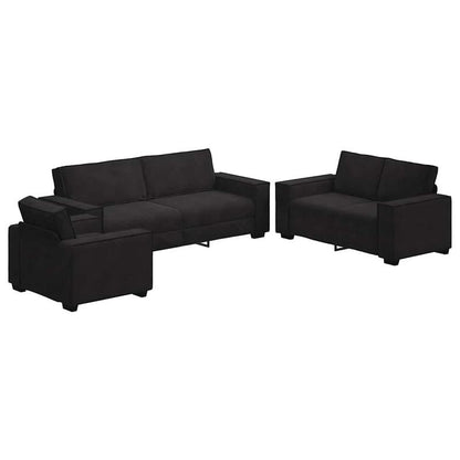 Zwarte Sofa – Bankstel – Loungebank – Zitbank – Velvet Bank – Met 3 Zachte Velvet Kussens – Vlekbestendig – Gemakkelijk Schoon Te Maken
