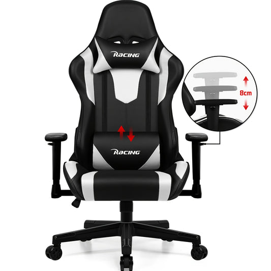 Ergonomic Gaming & Office Chair with Memory Foam, Lumbar Support & Headrest - Height-Adjustable Computer Desk Chair with 5-Wheel Base, Manual Recline, Heavy-Duty for Office/Gaming (Compatible with PC/Laptop) -
