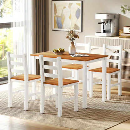 Eetkamerset – Eettafel Set – Houten Eetkamermeubel – Stoel Set – Vurenhout Meubel – Massief Vurenhout – Comfortabele Stoelen – Compact Formaat 120x70 cm