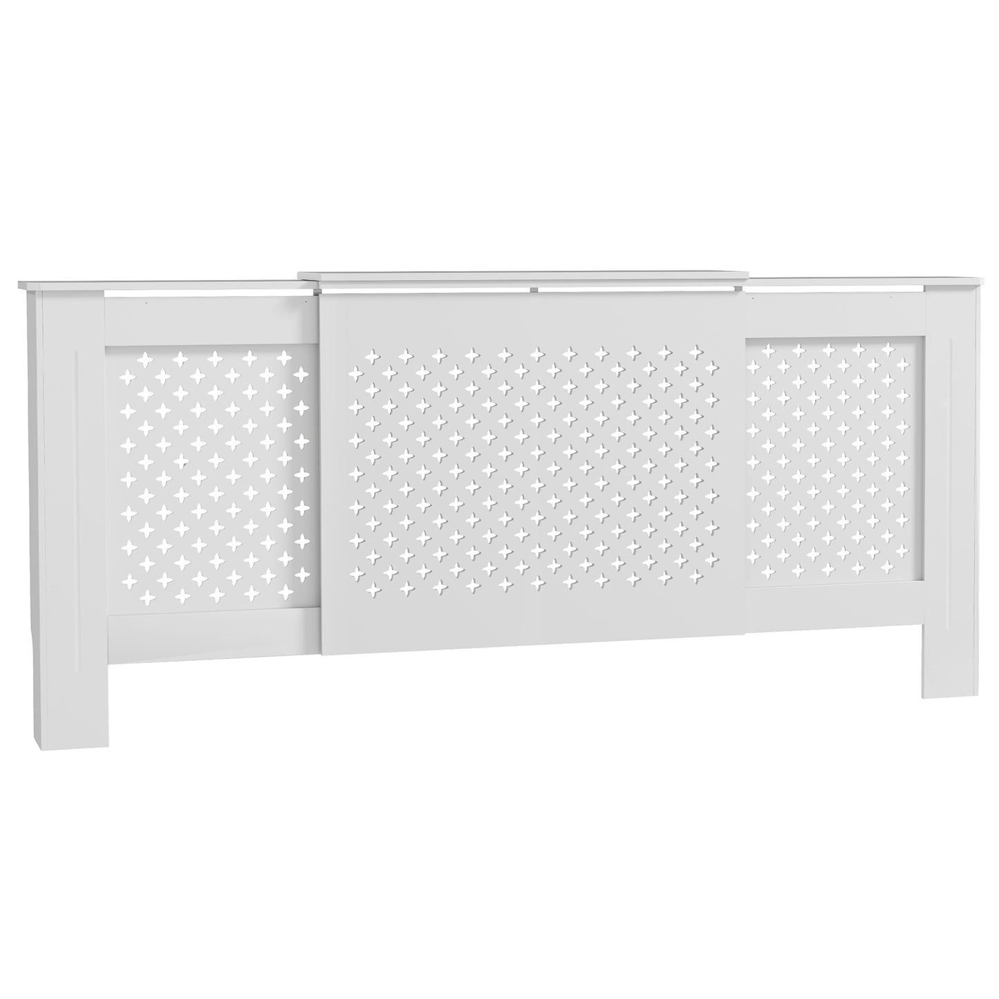 Radiatorombouw – Radiatorbekleding – Radiatorafdekking – Verwarmingsombouw – Radiatoromkasting – Verstelbaar 136-200 cm – MDF Wit met Honingraatpatroon