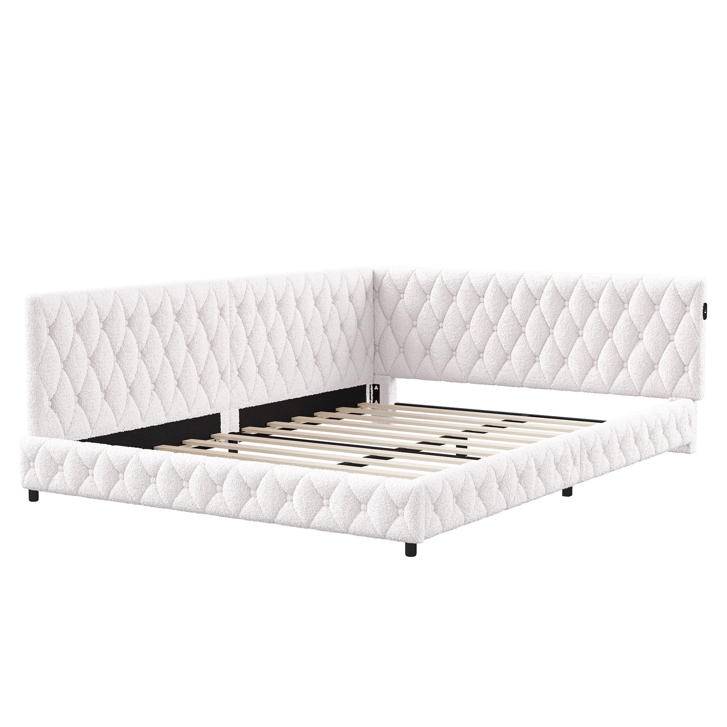 Upholstered Bed – Bedbank – Sofa Bed – Daybed – Slaapbank – Teddy Velours Stof – 140x200 cm Met Lattenbodem