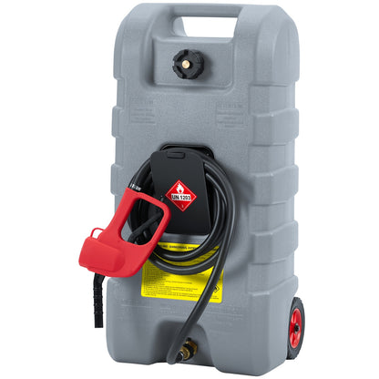 Brandstoftank – Benzinetank – Dieselcontainer – Brandstofcontainer – Mobiele Tank – 56,78 Liter Inhoud – Stevige Wielen Met Siphonpomp – Grijs