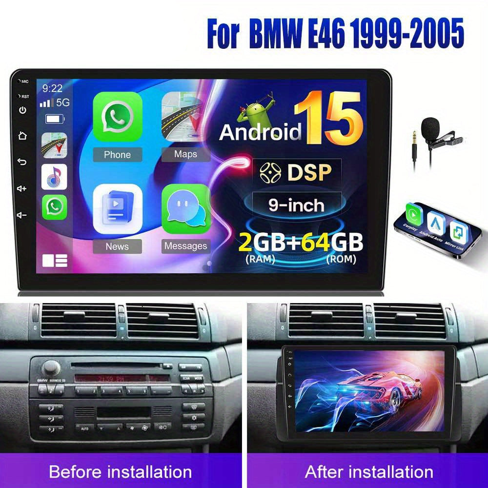 Android 15 Car Stereo – Autoradio – Multimedia Systeem – Navigatie Systeem – Touchscreen Radio – 9 Inch HD IPS Scherm – Draadloze CarPlay & Achteruitrijcamera