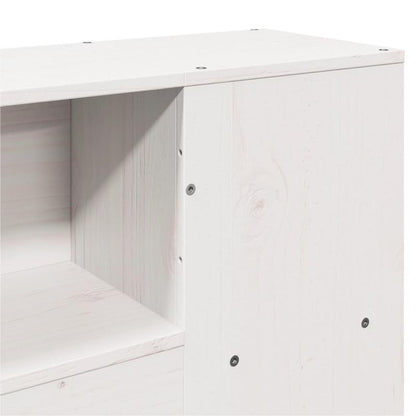 Bedombouw – Hoofdeinde – Bedframe – Opbergbed – Slaapkamermeubel – Wit Massief Dennenhout – 160 cm Breed – Ruimtebesparend Met Planken En Laden