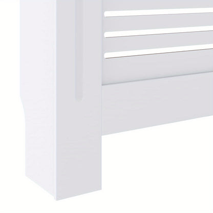 Radiatorombouw – Radiatorbekleding – Verwarmingafdekking – Radiatorpaneel – Radiatorkast – Wit MDF – 205 cm Lengte – Slatted Design Voor Optimale Warmtecirculatie