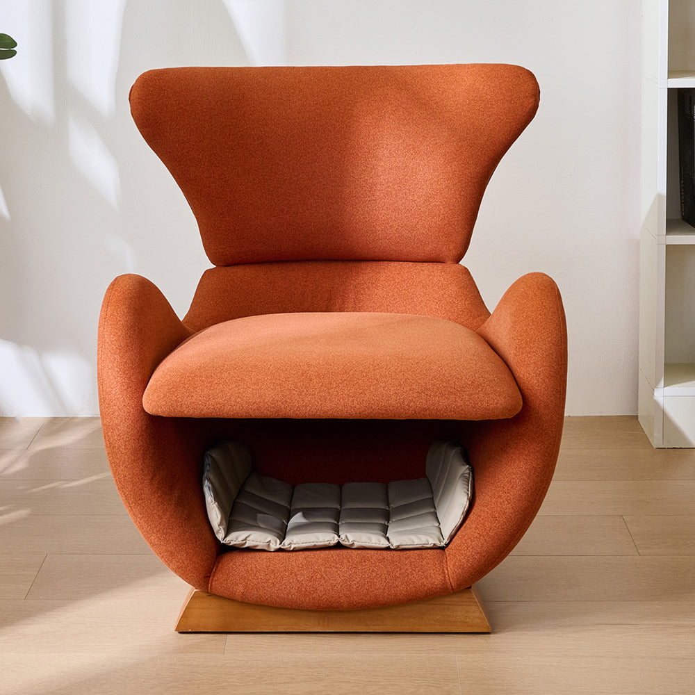 Huisdierstoel – Lounge Chair – Relaxstoel – Kattenstoel – Hondenstoel – Kattenbestendig Stof – Ingebouwde Huisdier Rustplek – Duurzame Constructie – Comfortabele Zitting – Oranje Kleur