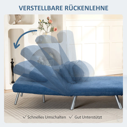 Relaxfauteuil – Slaapfauteuil – Slaapstoel – Loungestoel – Fauteuil Met Bedfunctie – 3-in-1 Design – Inclusief Kussen – Comfortabele Stoffering Blauw
