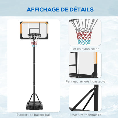 Basketbalpaal – Basketbalstandaard – Basketbalring – Basketbalnet – Basketbalset – Verstelbare Hoogte 235-264 cm – Zwarte Stevige Gewichtsbasis Met Wielen