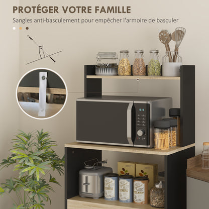 Microwavekast – Keukenkast – Opbergmeubel – Buffetkast – Servieskast – Scandinavisch Design – 60x40x131 cm – Melamine Coating