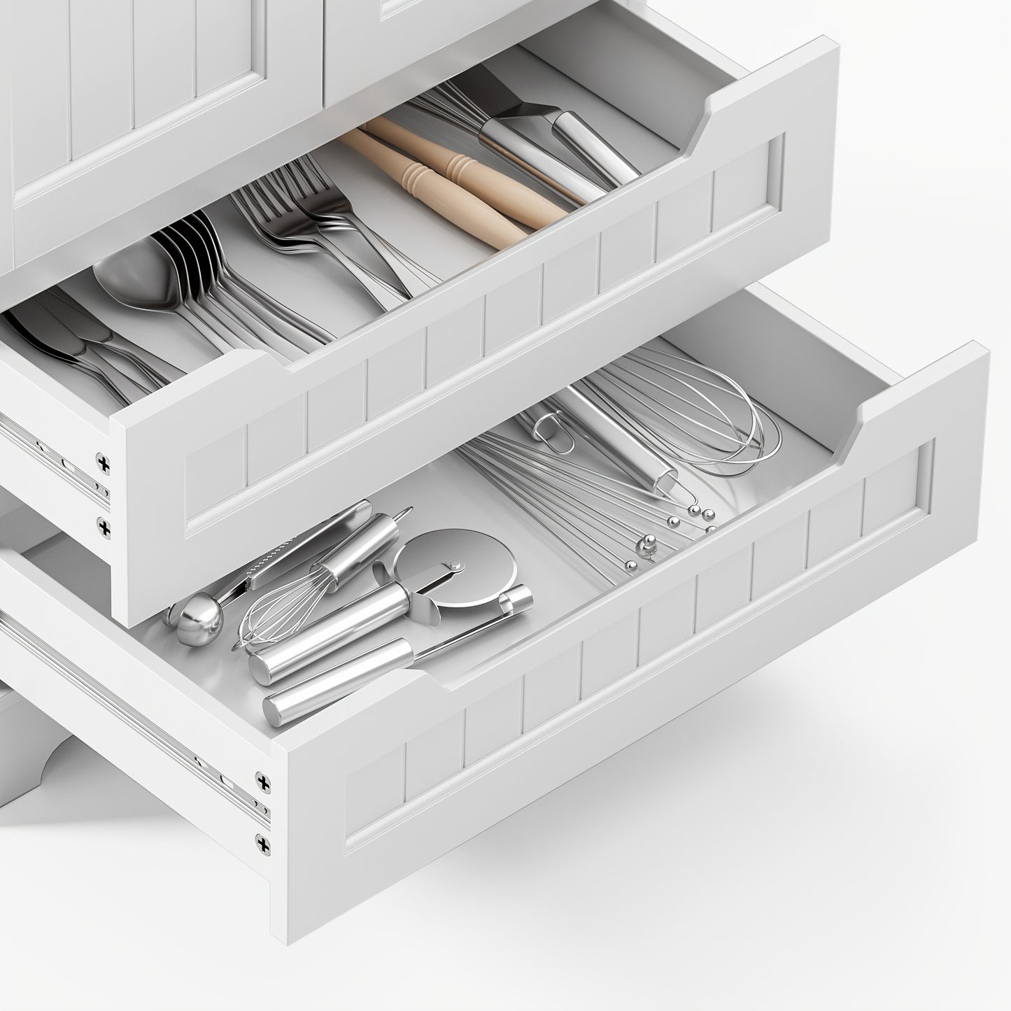 Keukenkast – Opbergkast – Buffetkast – Onderkast – Keukenmeubel – Grote Inhoud 3,2+ ft³ – MDF Hoogte 68 cm Wit