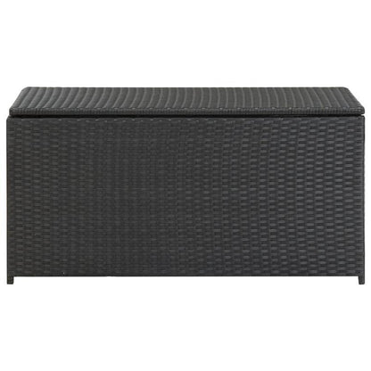 Tuinkist – Opbergbox – Kussenbox – Tuinopbergbox – Tuinmeubelbox – Zwarte Gevlochten PE Rattan – Gasveer Deksel – Afsluitbaar – 100x50x50 cm – Duurzaam Gepoedercoat Stalen Frame