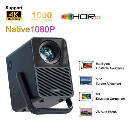 Beamer – Projector – Mini Beamer – Draagbare Beamer – Home Cinema Projector – Native 1080P Resolutie – Automatische Focus & 6D Keystone Correctie