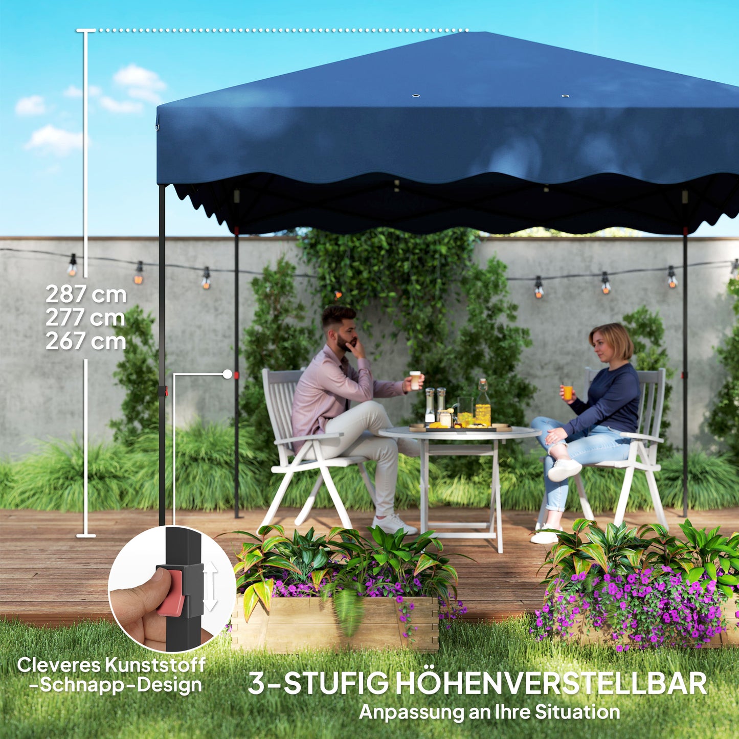 Partytent – Paviljoen – Feesttent – Tuinent – Vouwtent – 3x3 Meter – Waterdicht Oxford Stof Met UPF50+ UV-Bescherming