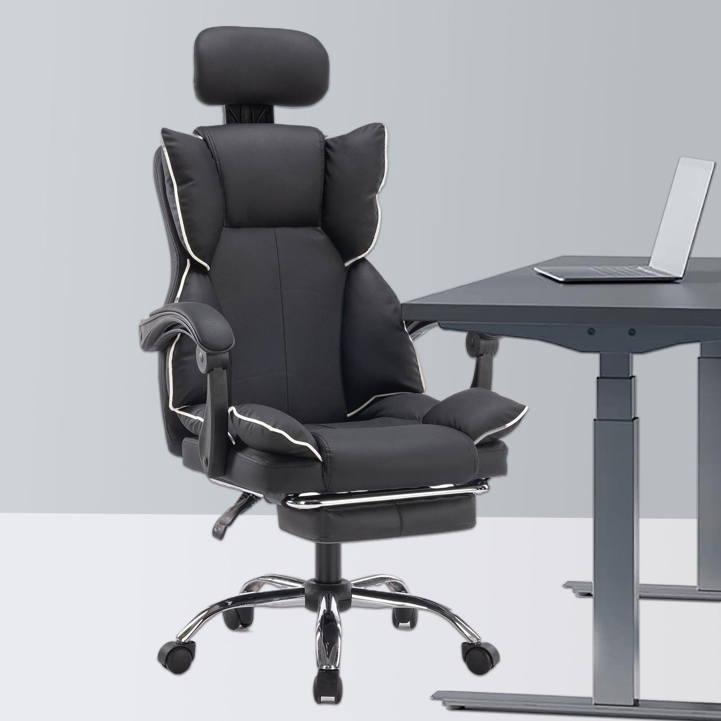 Executive Office Chair with Foot Rest High Back Office Chair Computer Gaming Chairs Black