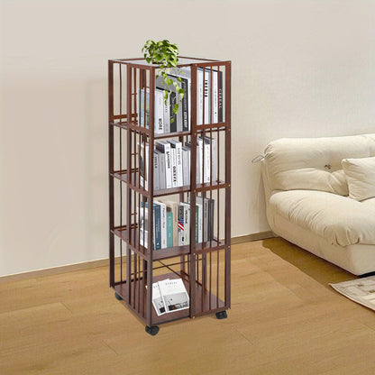 Rotating Bookshelf, 5-Tierd Mobile Bookshelf, Bookshelf with Open Design Shelving, Rotating Shelf, Spacesaving Furniture, Open Shelf, Minimalist Storage, Smooth Rotation, Easy Assembly, Adjustable Shelving, Swivel Bookshelf,