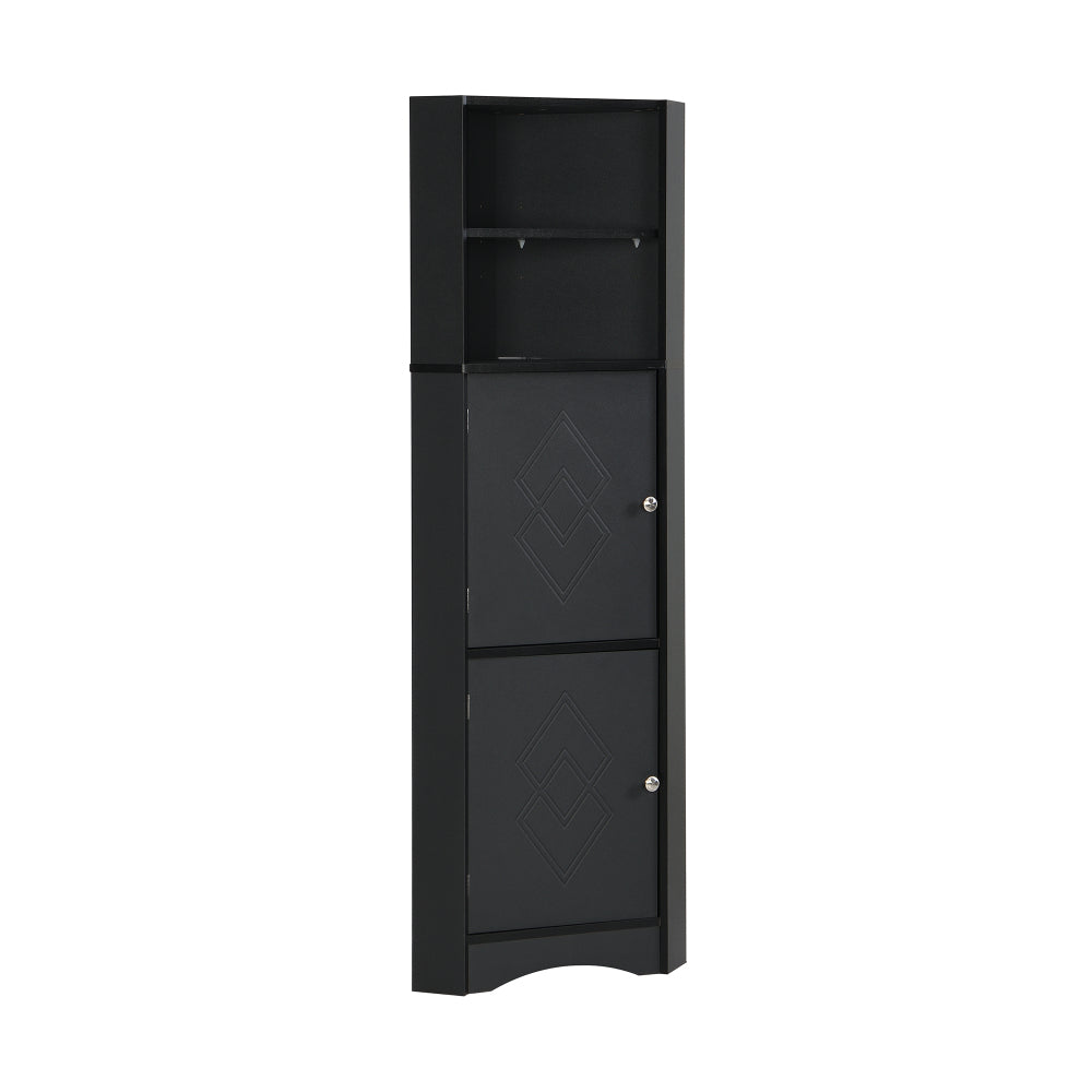 Hoekbadkamerkast – Badkamerkast – Opbergkast – Badkamermeubel – Kast Hoek – Verstelbare Planken – Vochtbestendig Zwart – 36,5x36,5x155 cm – 3,2+ Kubieke Voet – Vrijstaand – Zonder Batterijen