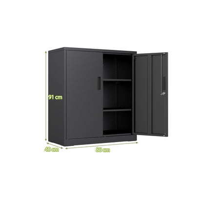 Gereedschapskast – Opberkkast – Werkplaatskast – Archiefkast – Metalen Kast – Afsluitbaar – 80 x 40 x 91 cm – Koudgewalst Staal