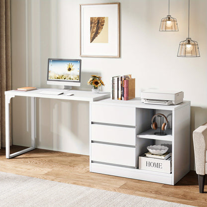 Make-up Tafel – Kaptafel – Visagie Tafel – Dressing Table – Vanity Desk – Wit – 3 Lades & 2 Planken – Ruimtebesparend Hoekontwerp