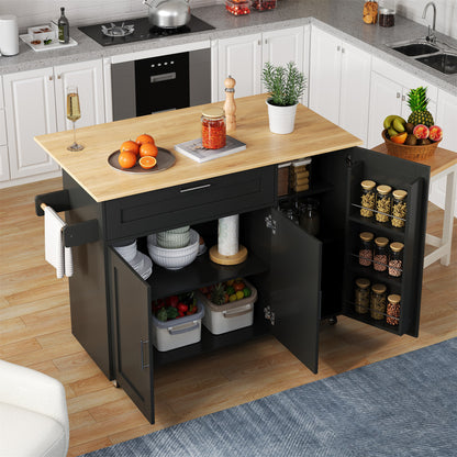 Keukentrolley – Keukenwagen – Serveerwagen – Keukenrek – Mobiele Keukentrolley – Uitschuifbaar Werkblad – 132,5x44-70x90 cm – Hout Met Eikenlook