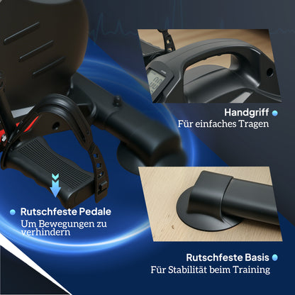 Mini Hometrainer – Stoelfiets – Bureaufiets – Beentrainer – Fietstrainer – 8 Weerstandsniveaus – Compact Metaal & Kunststof Design