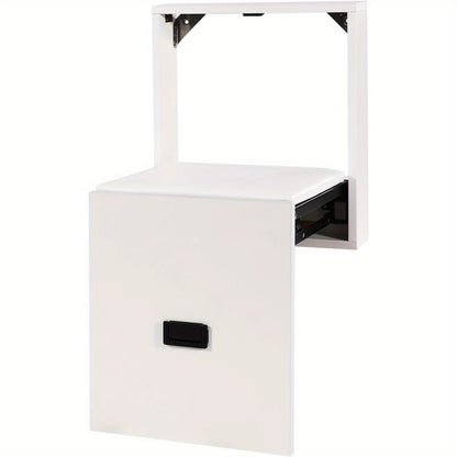 Wandklapstoel – Klapstoel Wandhanger – Opklapbare Stoel – Zitstoel Muur – Schoenwisselstoel – Ultradun Design – Ruimtebesparend Wit