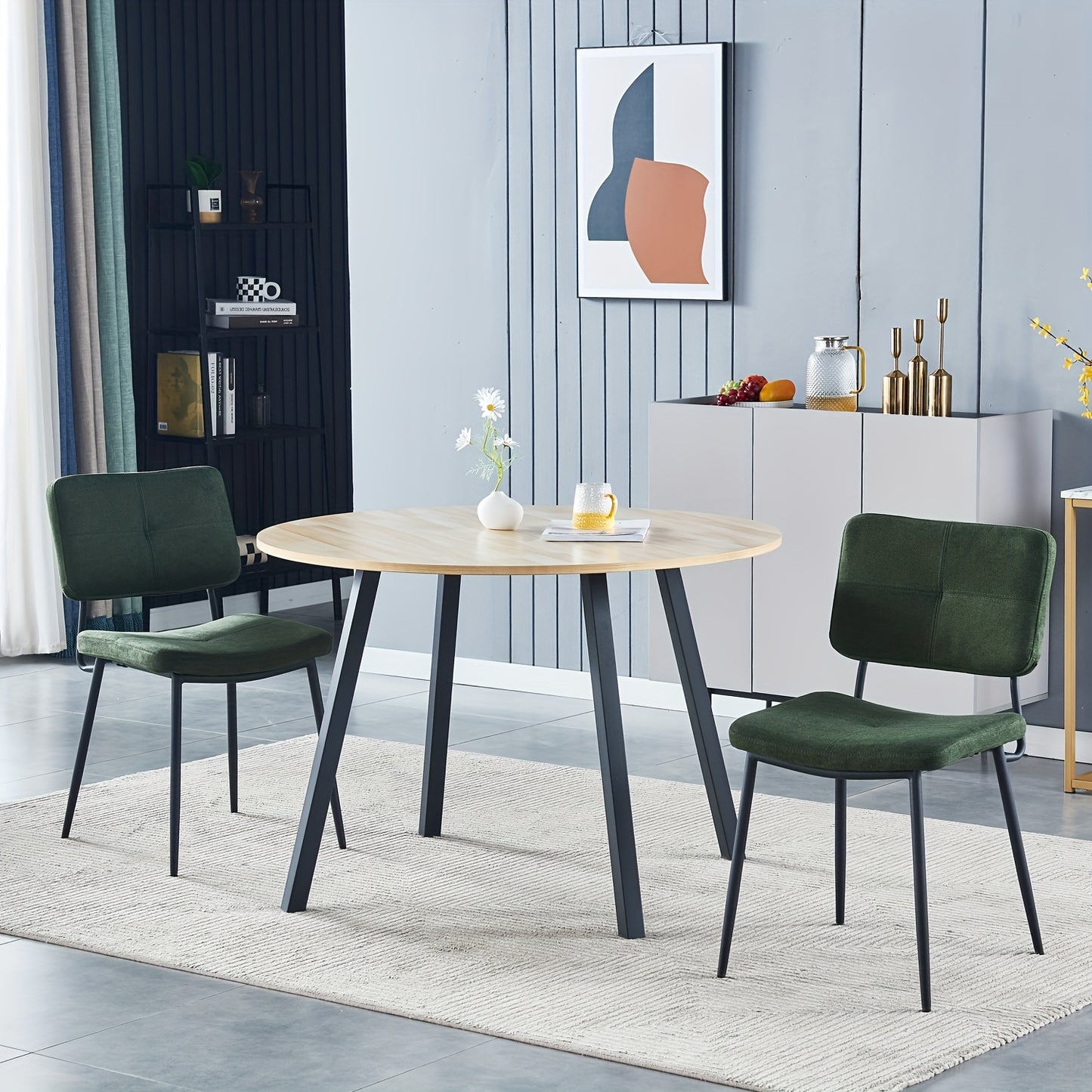 Retro Eetkamerstoelen – Stoel – Armstoel – Zithoek Stoel – Keukenstoel – Groen – Comfortabel Schuimzitting – Stevig Metalen Frame
