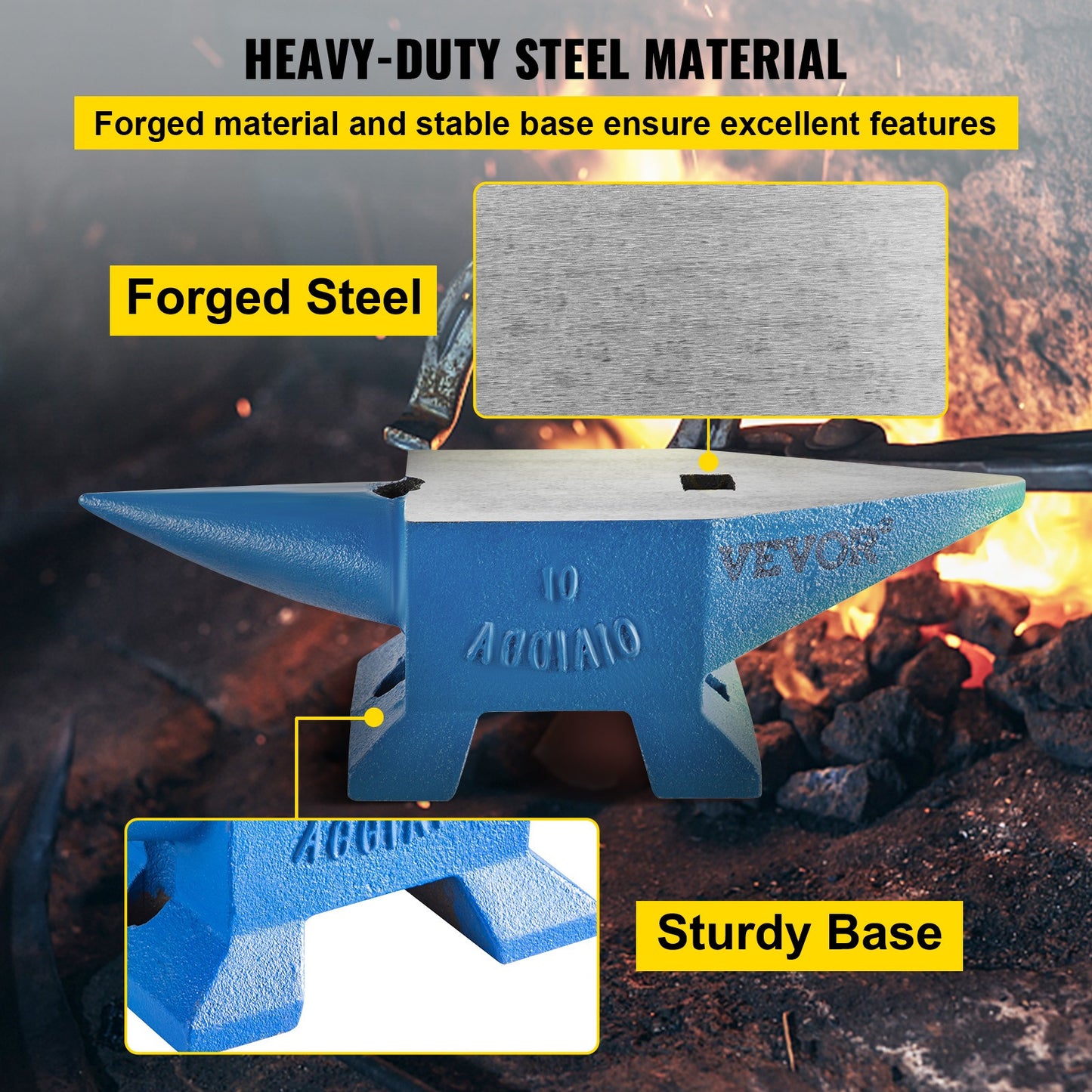 Aambeeld Smederij – Smee-eenheid – Staalblok – Smeedblok – Smederijblok – 22 lbs (10 kg) – Hoogwaardig Gesmeed Staal – Roestbestendige Coating
