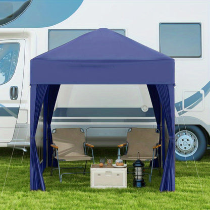 Tuinpaviljoen – Tuinentent – Partytent – Prieel – Paviljoen – Opvouwbaar – Stalen Frame – Blauw Oxford Doek – 2x2m – Makkelijk Op te Zetten