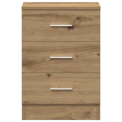 Nachtkastje – Nachtkastjes – Bijzettafel – Opbergkastje – Kast – Set van 2 – Natuurlijk Eikenhout – 38x35x55 cm – 3 Lades – Compact & Ruim